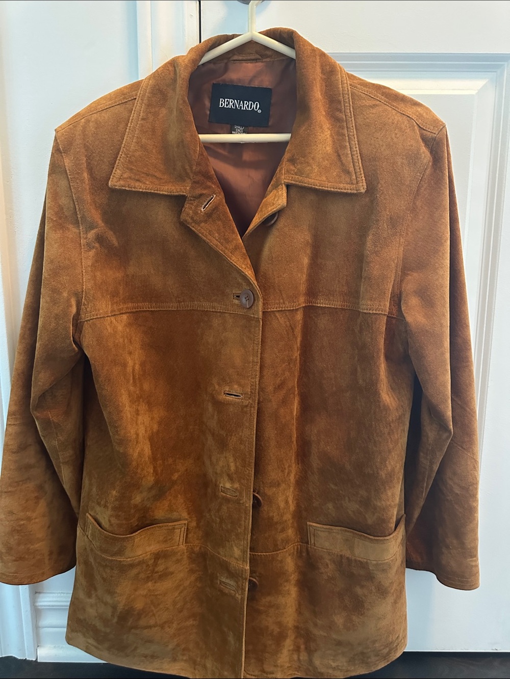 Bernardo Suede Coat in Warm Tan